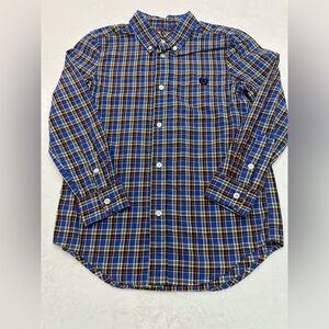 CHAPS Button Down Shirt Red Plaid L/S Young Boys Size 7 EUC